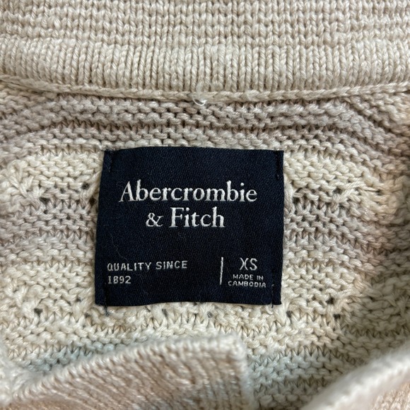 Abercrombie Fitch Mens Knit Polo Shirt Short Sleeve Textured Button Neck XS - Picture 3 of 9